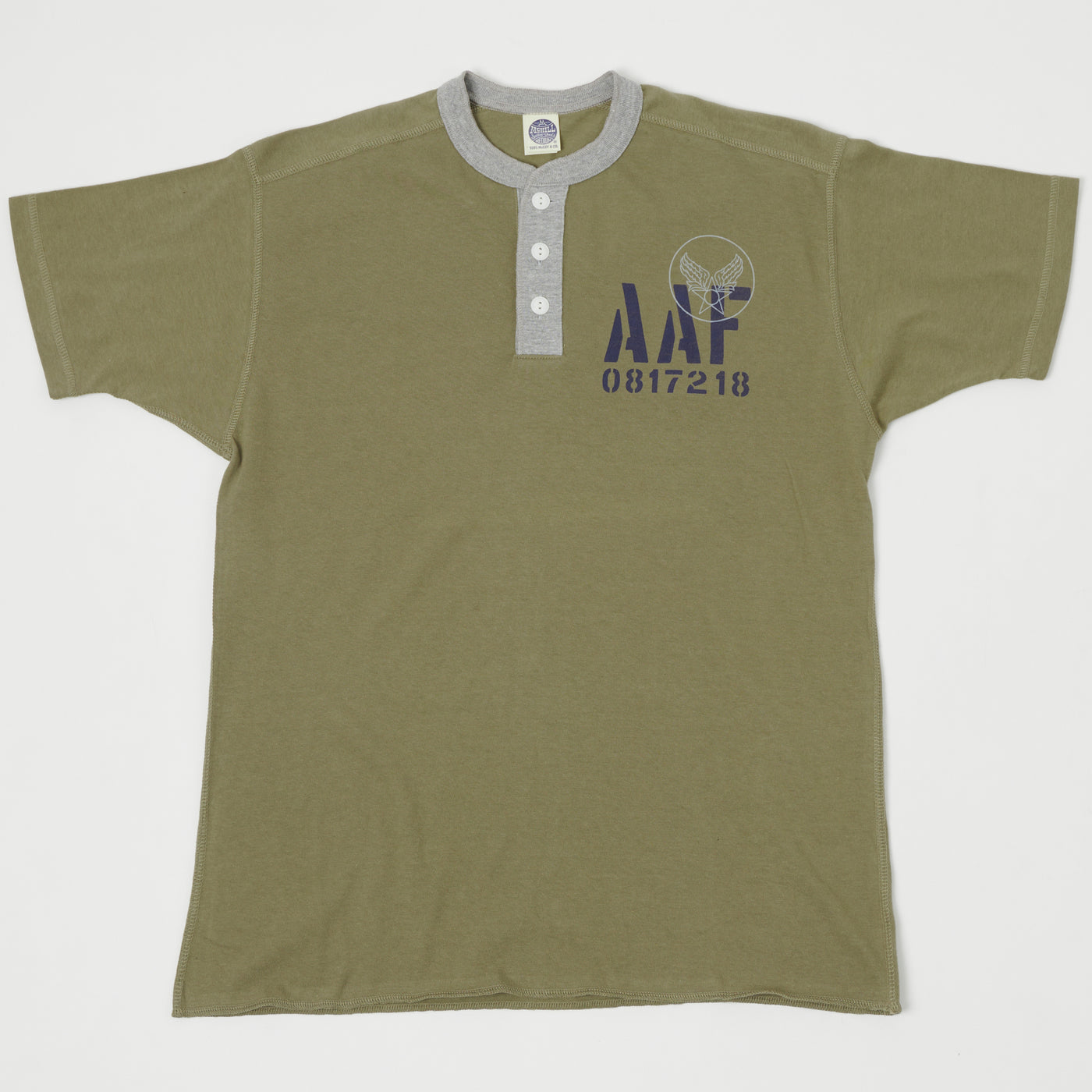TOYS McCOY 'AAF' Military Union Henley - Army/Grey