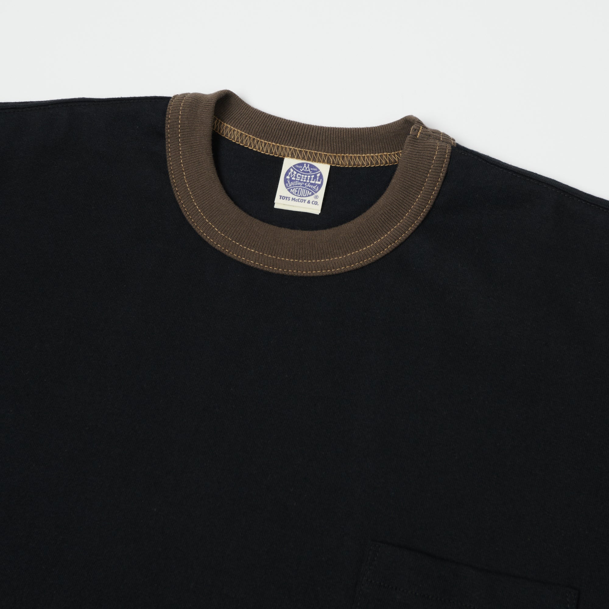TOYS McCOY Ringer Pocket T-Shirt - Black/Brown