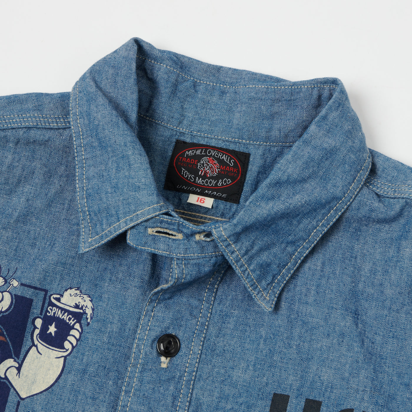 TOYS McCOY 'Popeye' Print Military Chambray Shirt - Blue