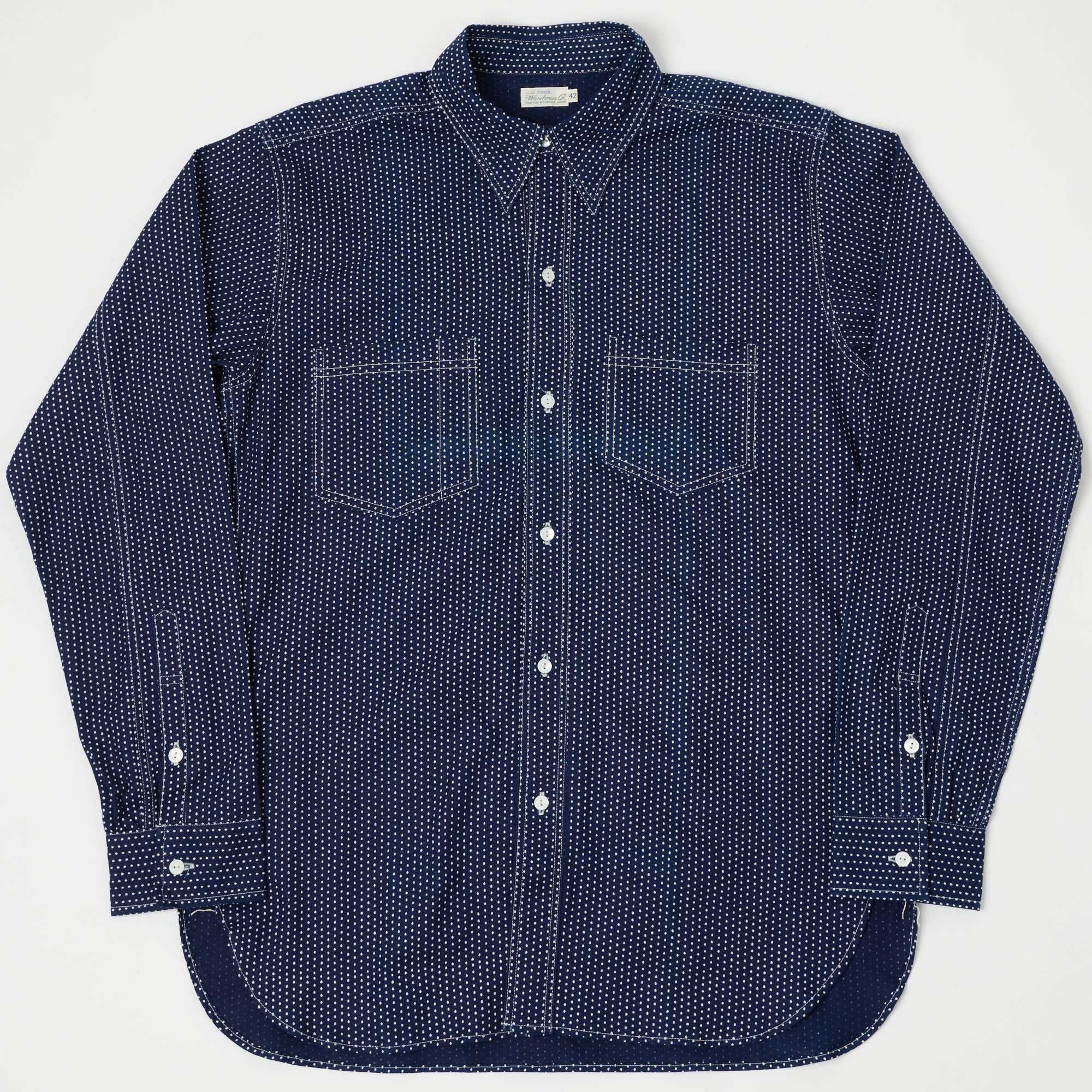 Warehouse & Co 3025 Duck Digger 'Wide Awake' Shirt - Indigo Dot