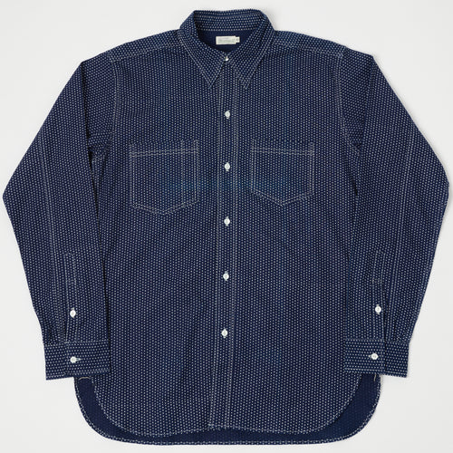 Warehouse & Co 3025 Duck Digger 'Wide Awake' Shirt - Indigo Dot