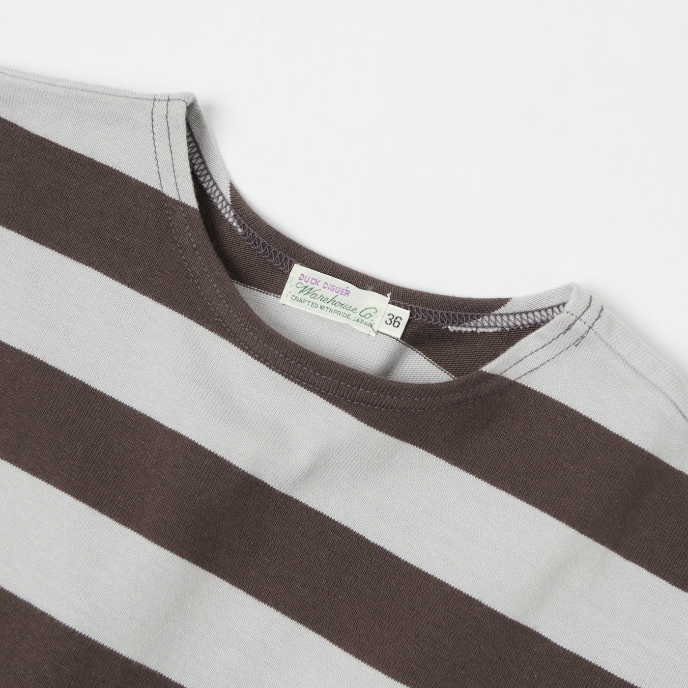 Warehouse & Co 4050 Duck Digger Border Stripe T-Shirt - Grey/Ash