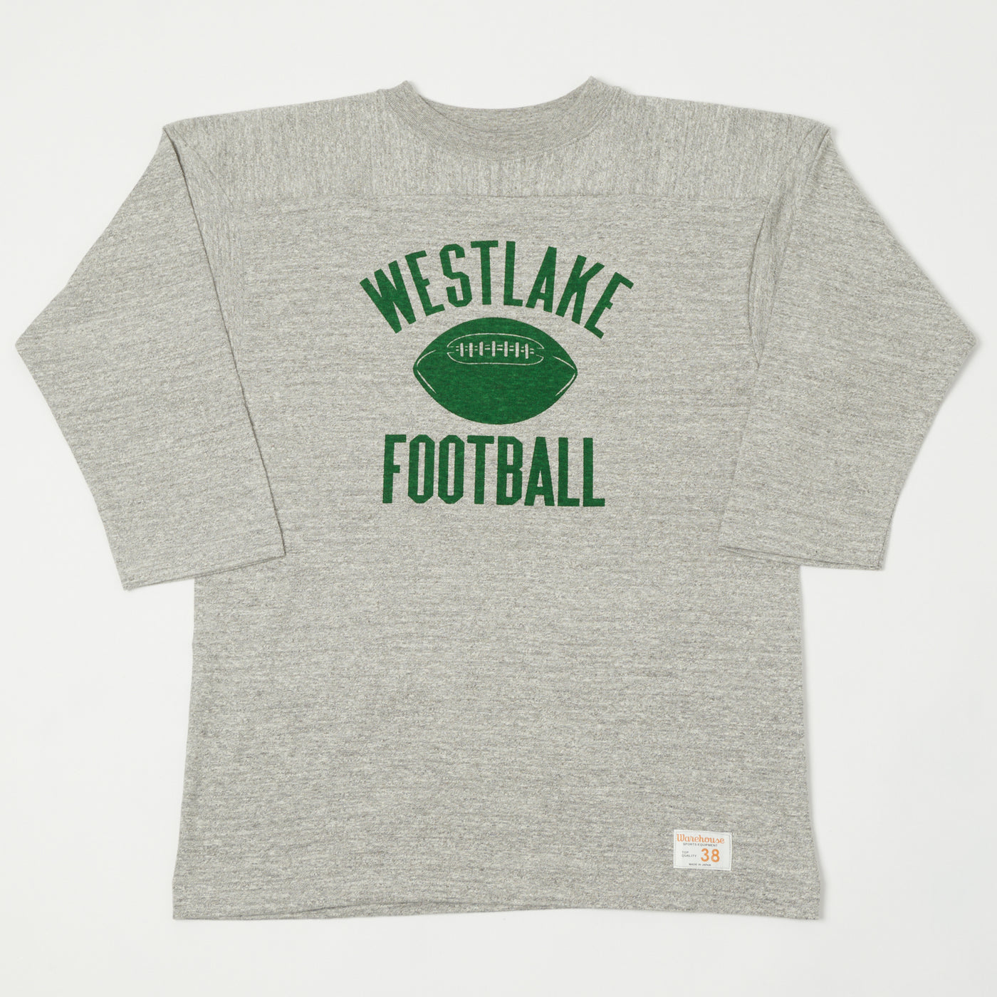 Warehouse & Co 4063 'West Lake' 3/4 Sleeve Football T-Shirt - Heather Grey