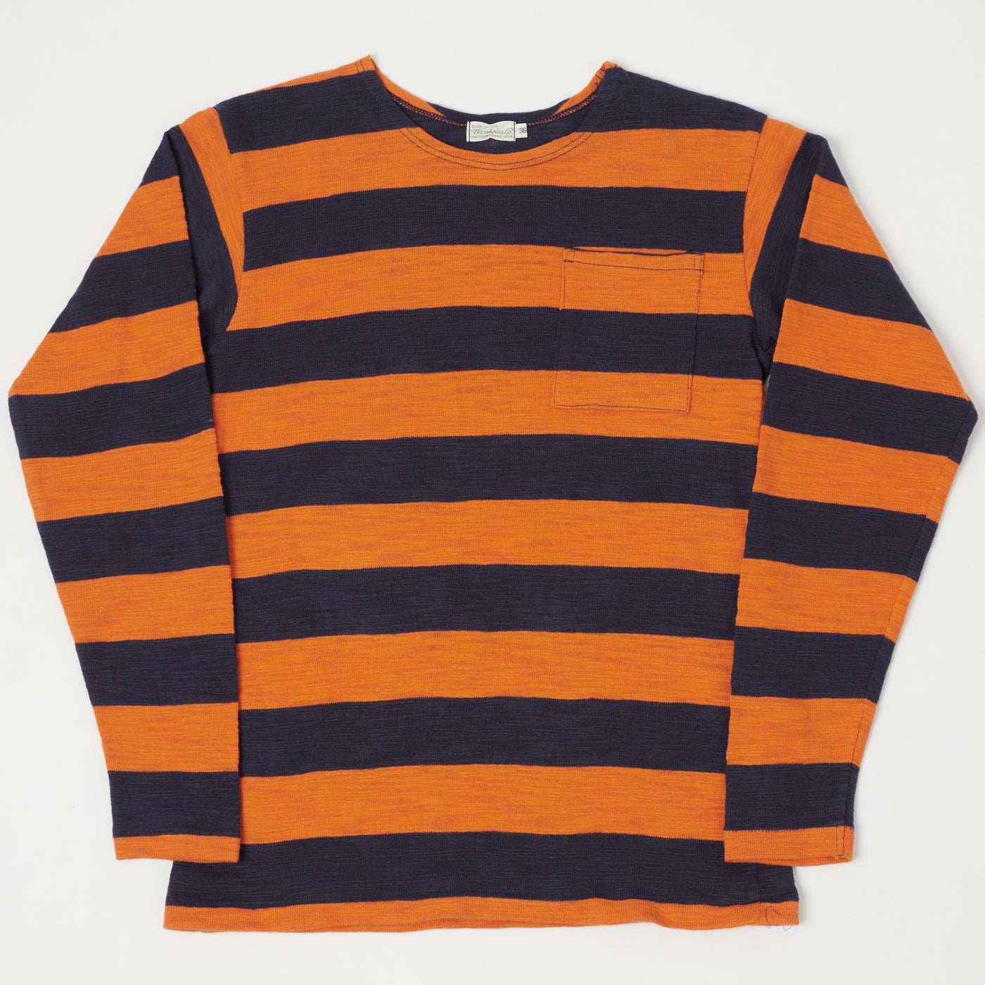 Warehouse & Co 4081 Duck Digger Border T-Shirt - Navy/Orange