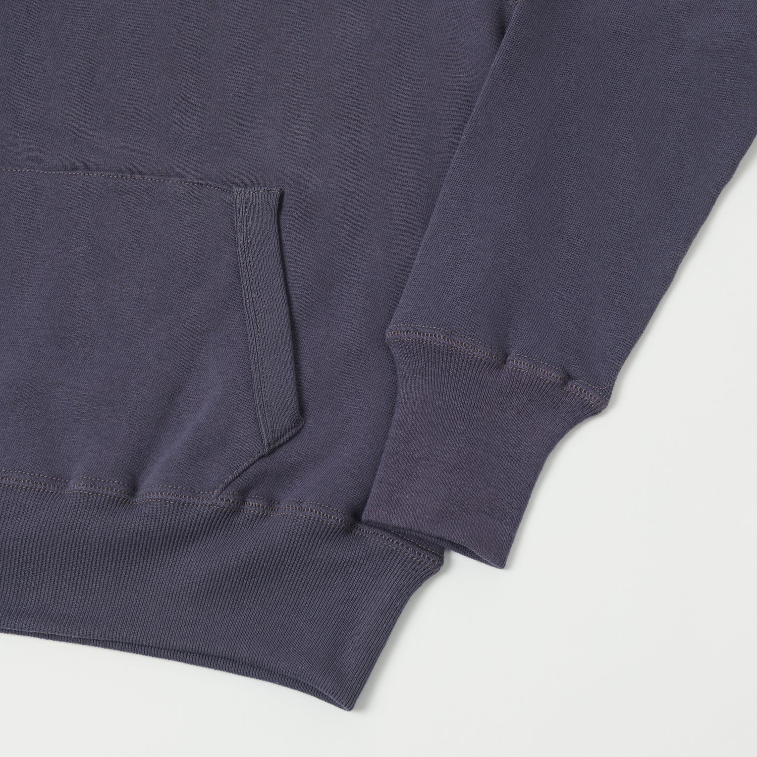 Warehouse & Co 450 Two Needle Hooded Sweatshirt - Navy/Eggplant