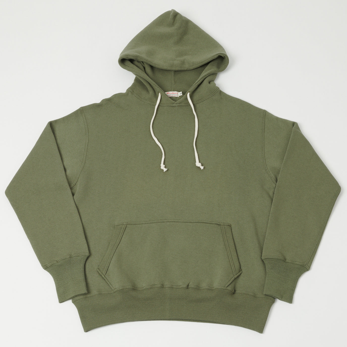 Warehouse & Co 450 Two Needle Hooded Sweatshirt - OD Green
