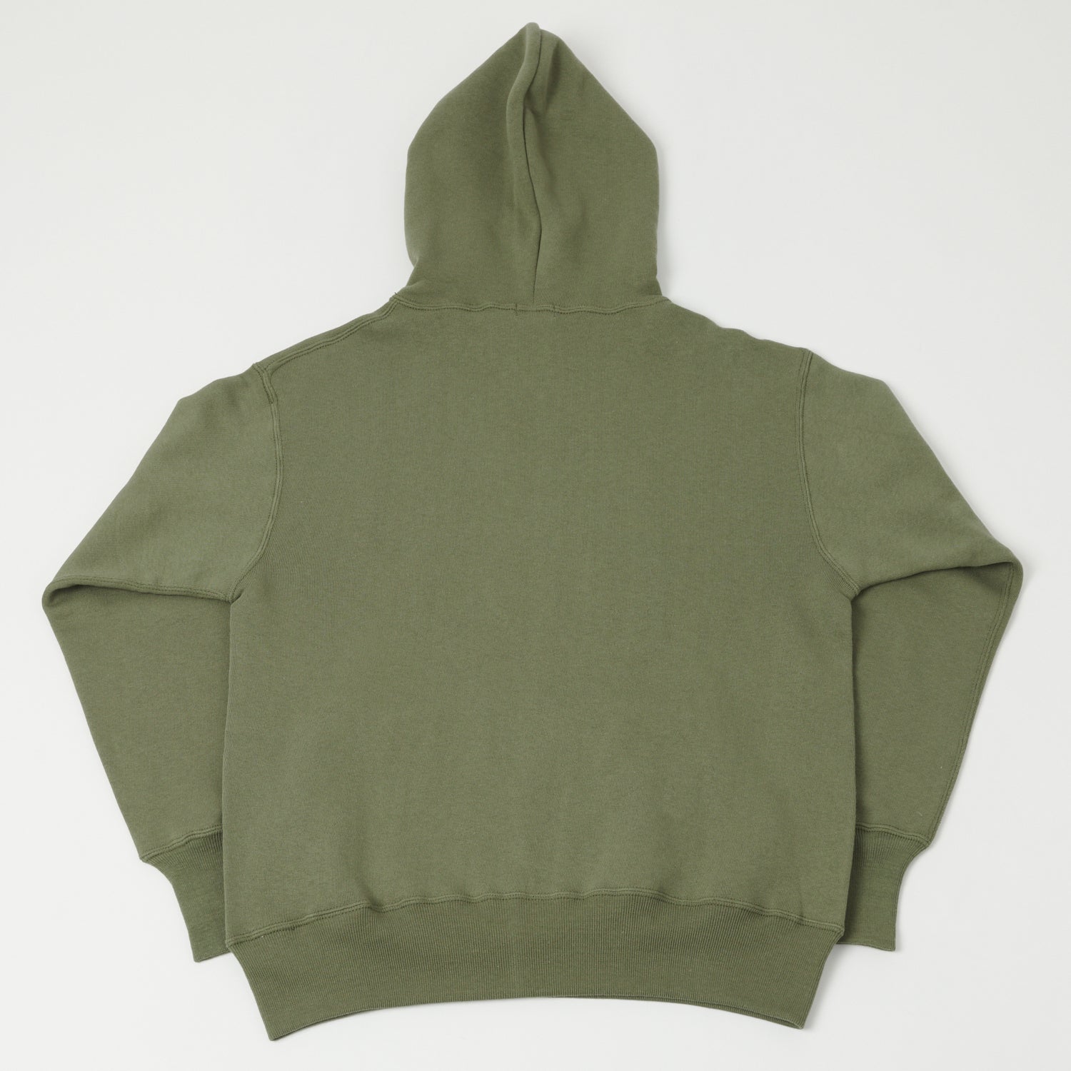 Warehouse & Co 450 Two Needle Hooded Sweatshirt - OD Green