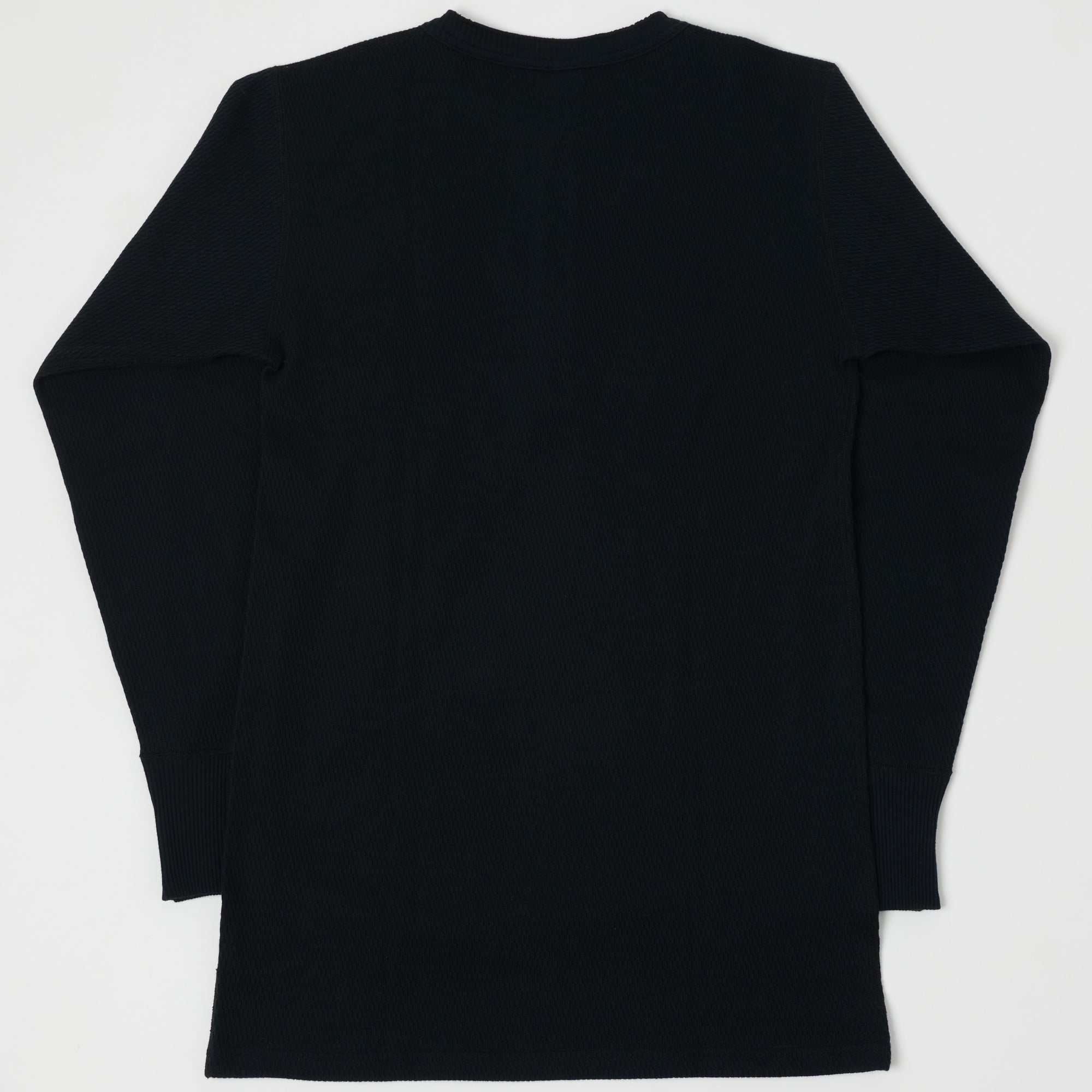 Warehouse & Co 5904 Waffle Knit Thermal Henley - Black
