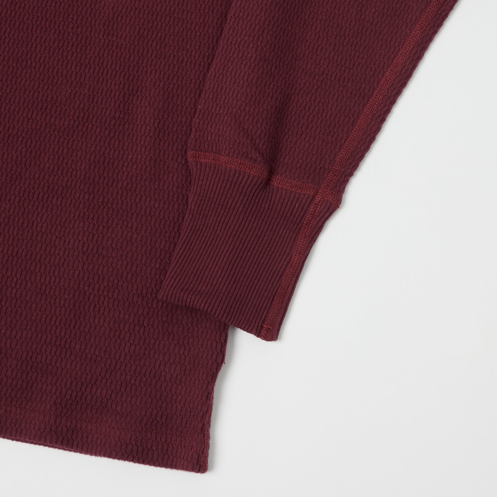 Warehouse & Co 5904 Waffle Knit Thermal Henley - Bordeaux