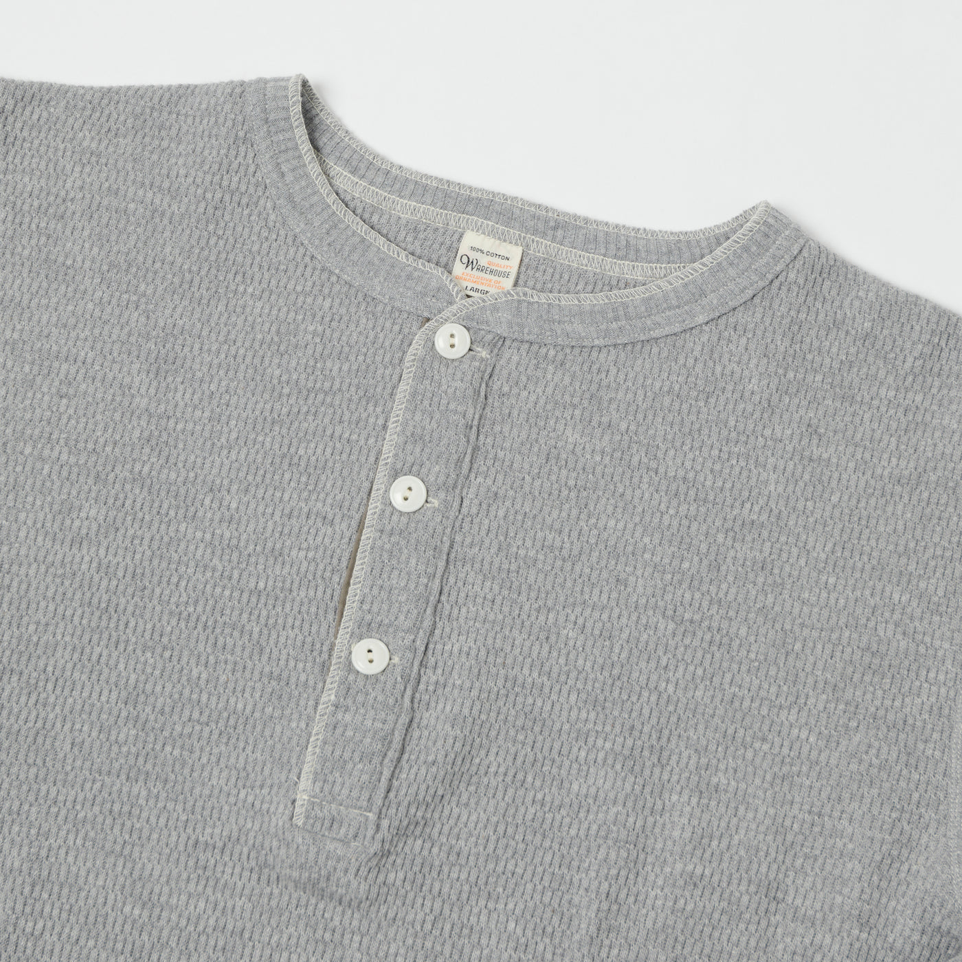 Warehouse & Co 5904 Waffle Knit Thermal Henley - Heather Grey