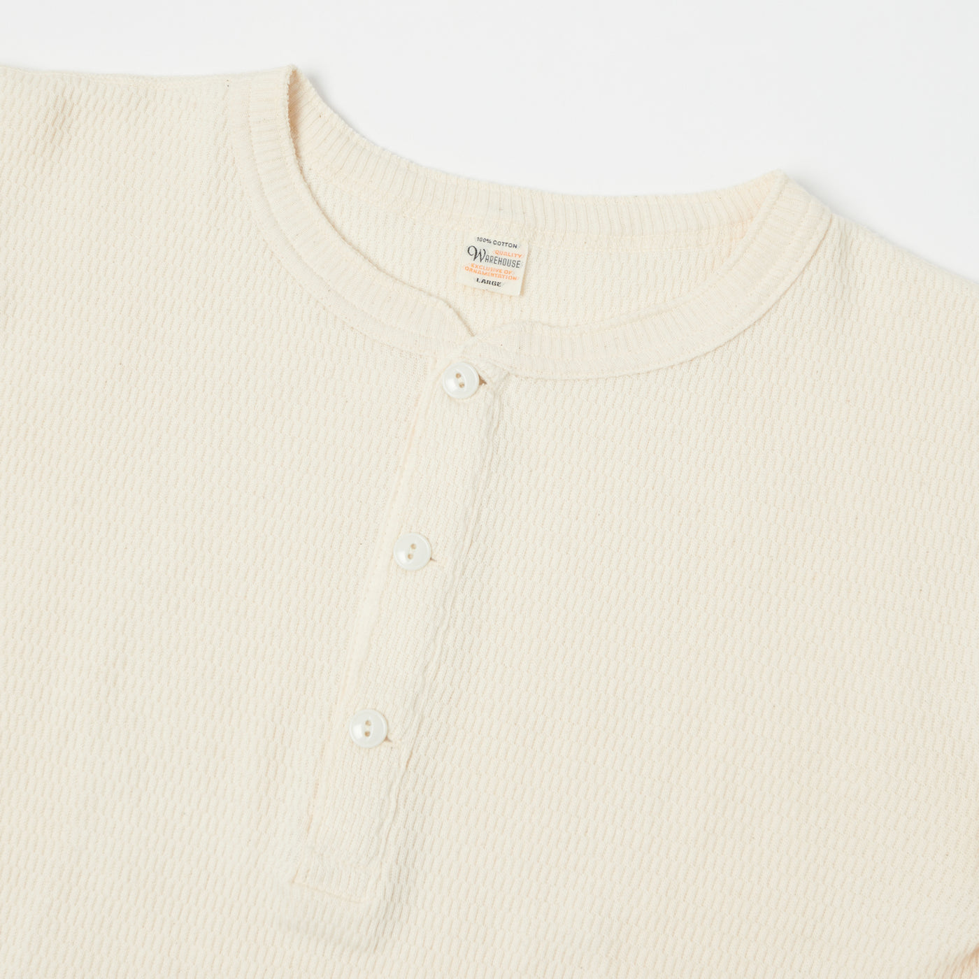 Warehouse & Co 5904 Waffle Knit Thermal Henley - Ecru