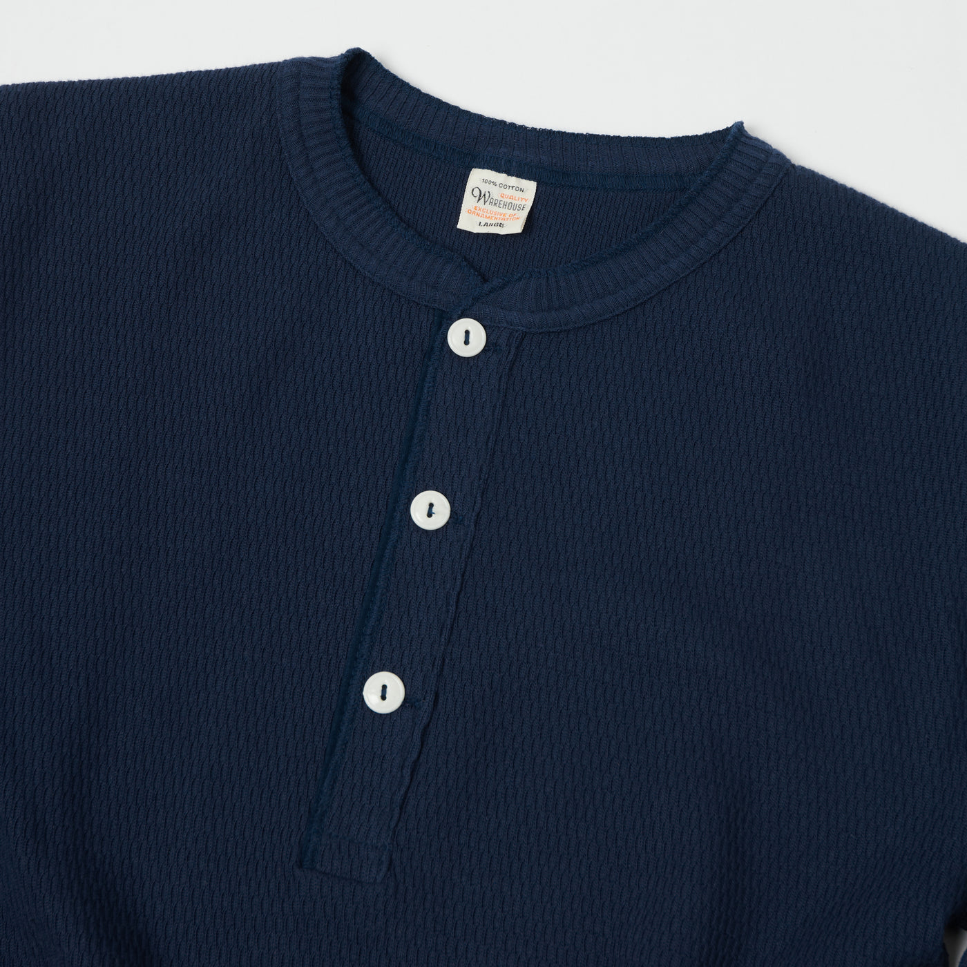 Warehouse & Co 5904 Waffle Knit Thermal Henley - Navy