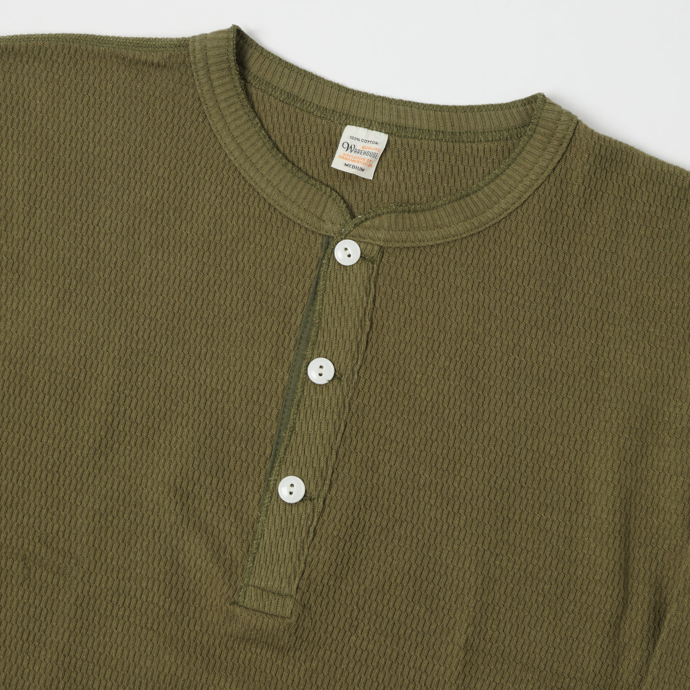 Warehouse & Co 5904 Waffle Knit Thermal Henley - Olive Drab