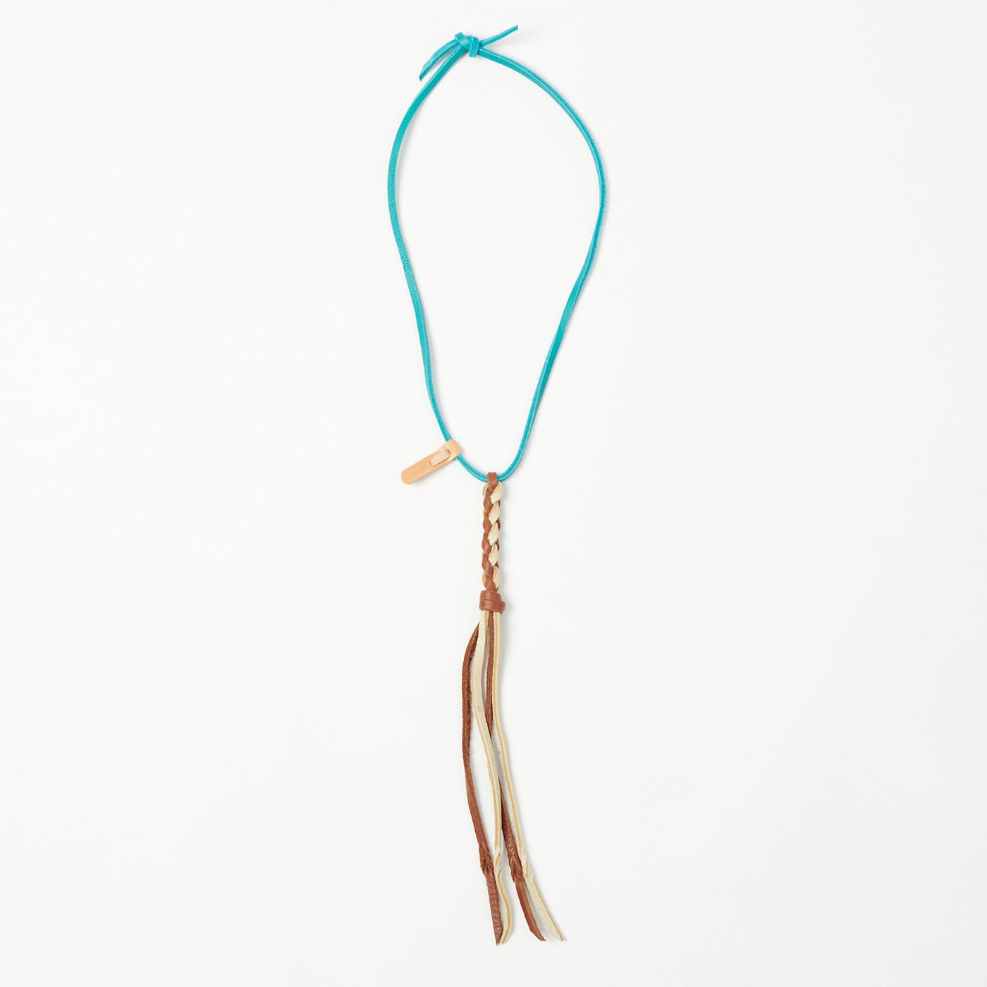 Yuketen Braided Leather Necklace - Cream/Rust