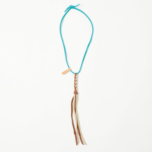 Yuketen Braided Leather Necklace - Cream/Rust