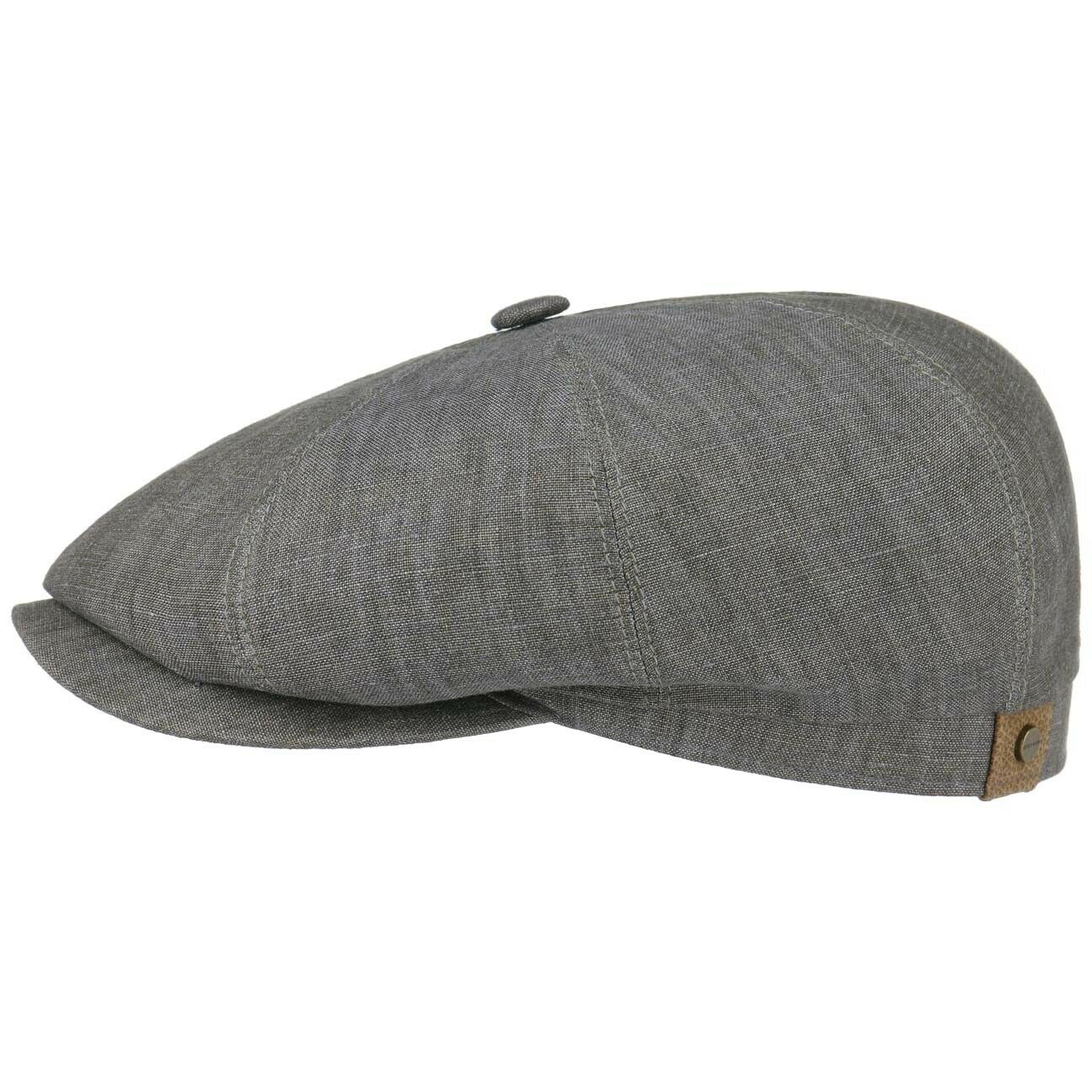 Stetson Hatteras Linen Flat Cap - Khaki