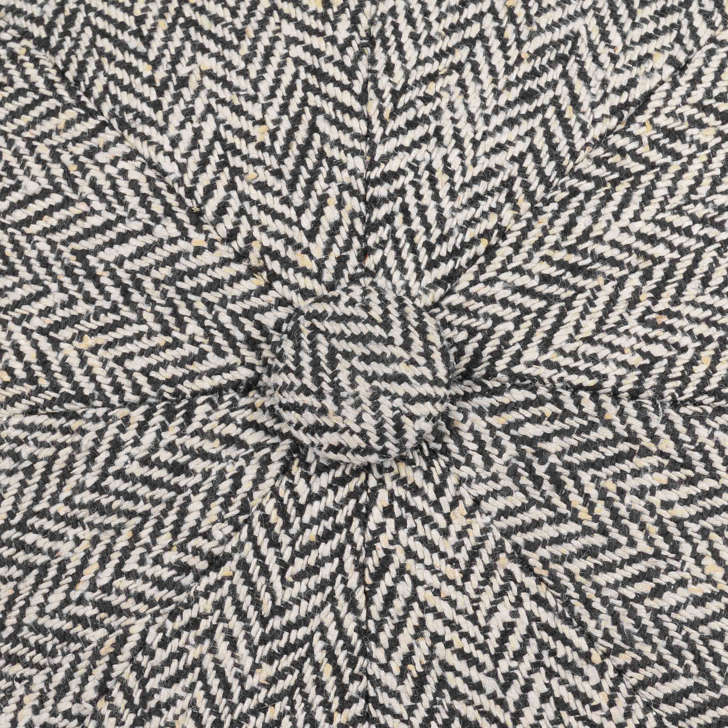 Stetson Hatteras Silk Herringbone Flat Cap - Black/White