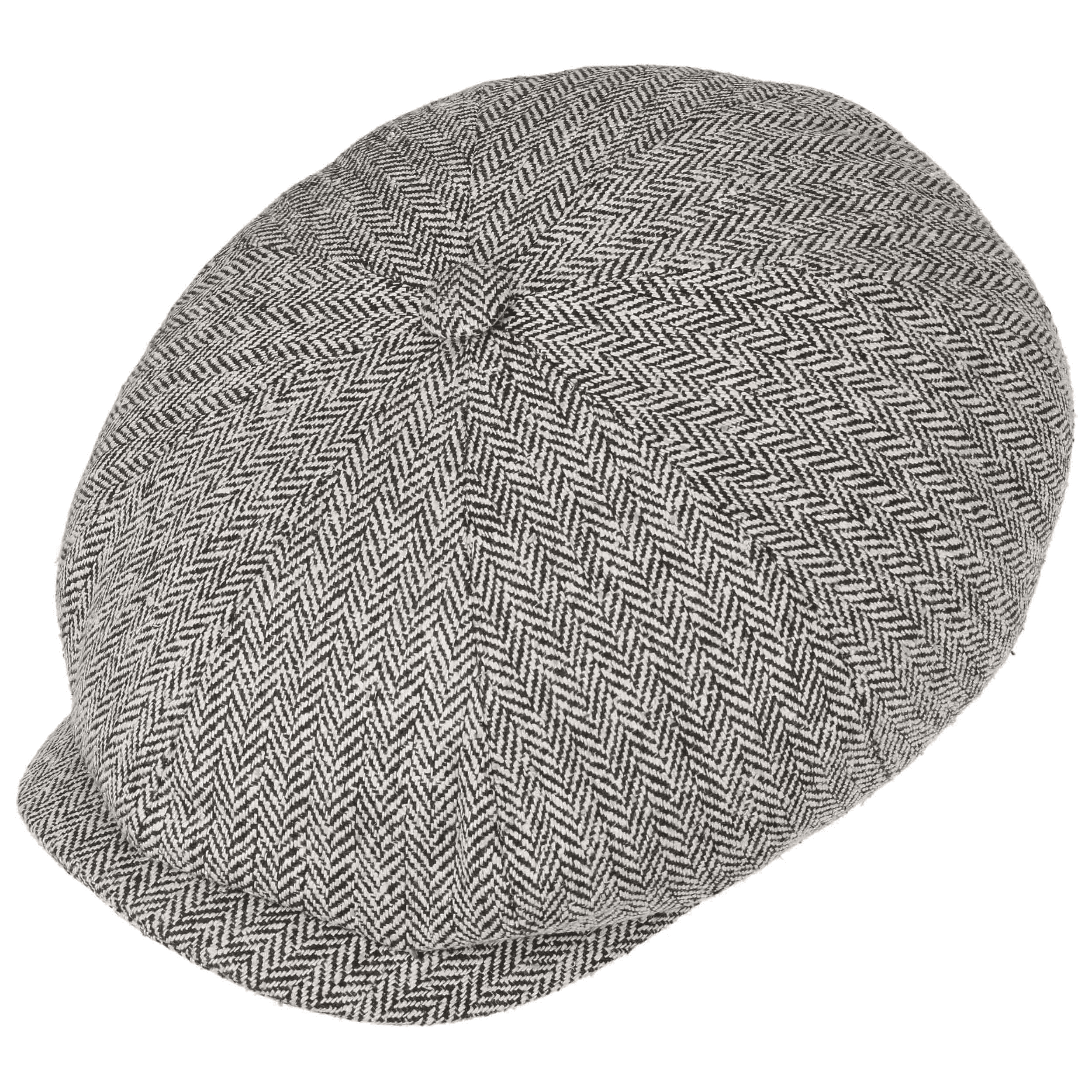 Stetson Hatteras Silk Herringbone Flat Cap - Black/White