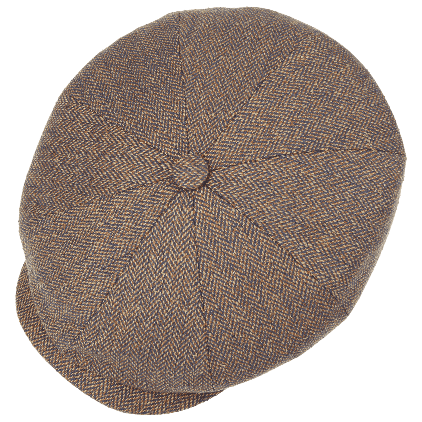 Stetson Hatteras Silk Herringbone Flat Cap - Brown Melange