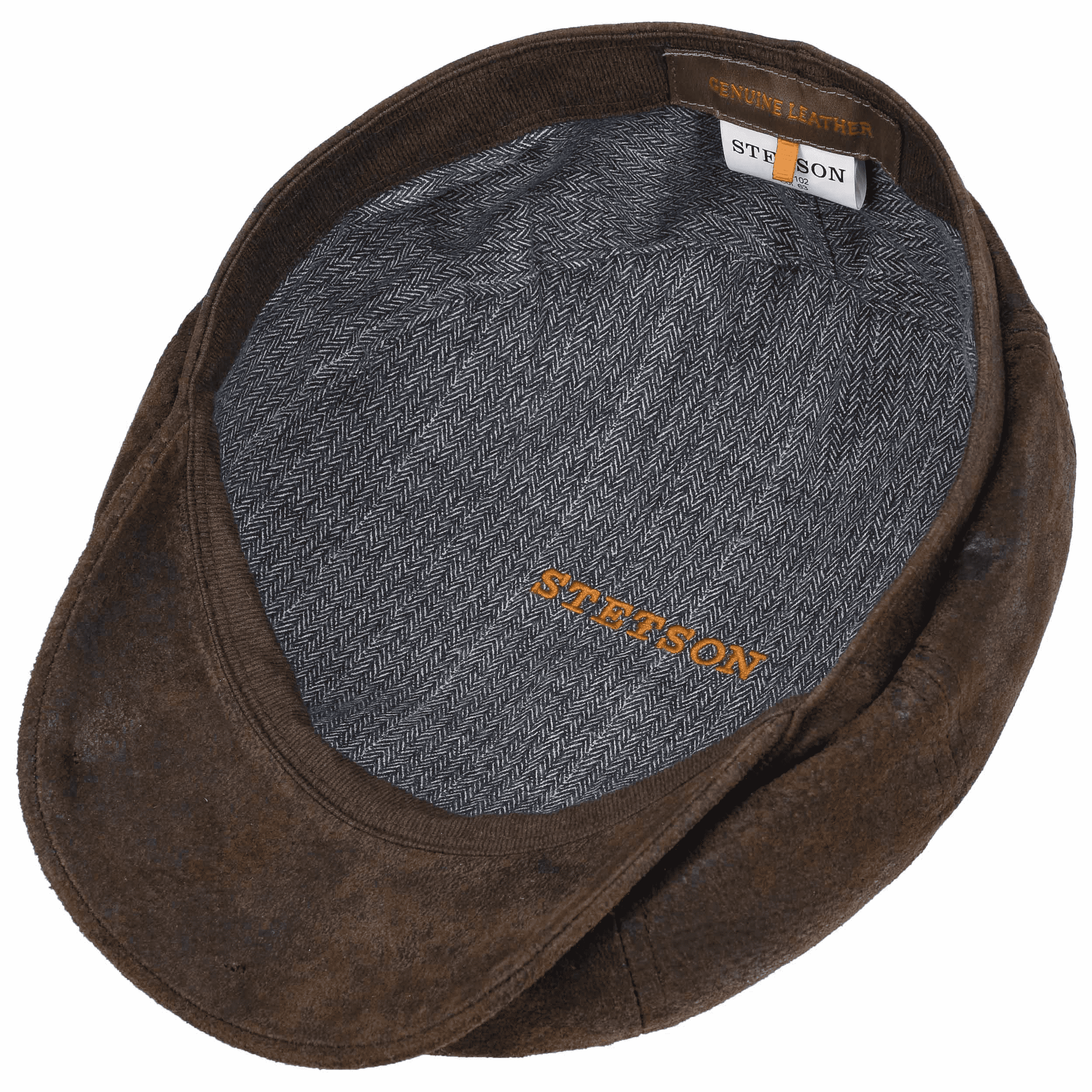 Stetson Hatteras Pigskin Flat Cap - Dark Brown